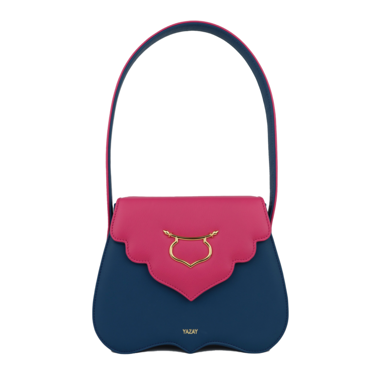 sac à épaule bleu et rose